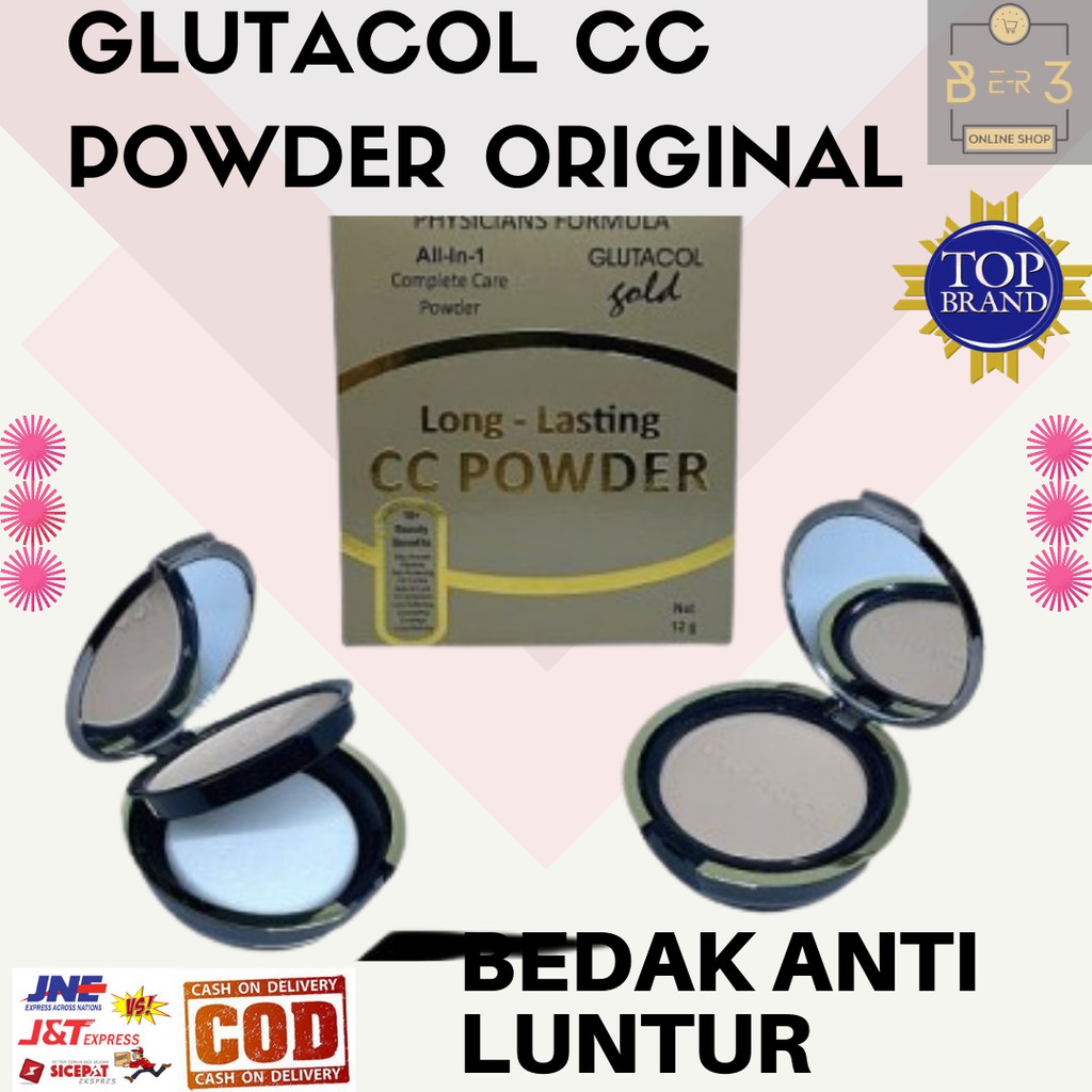 BEDAK PADAT SUNBLOK TAHAN LAMA GOLD LONG GLUTACOL LASTING CC POWDER ORIGINAL ANTI LUNTUR