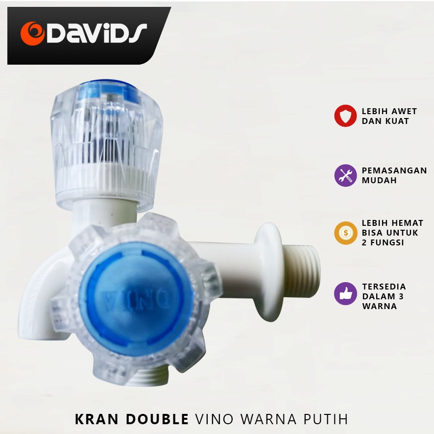 Vino Kran Cabang Shower 2 Double Mesin Cuci Keran Air Plastik Pvc Anti Bocor Sower Dobel