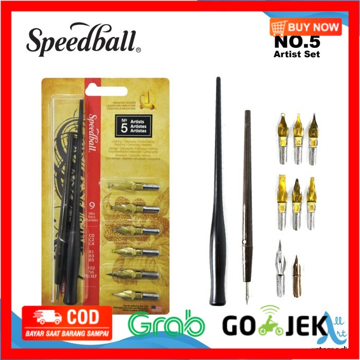 

(BISA COD) Pena Kaligrafi Speedball No.5 Artist Calligraphy Nib and Penholder Set