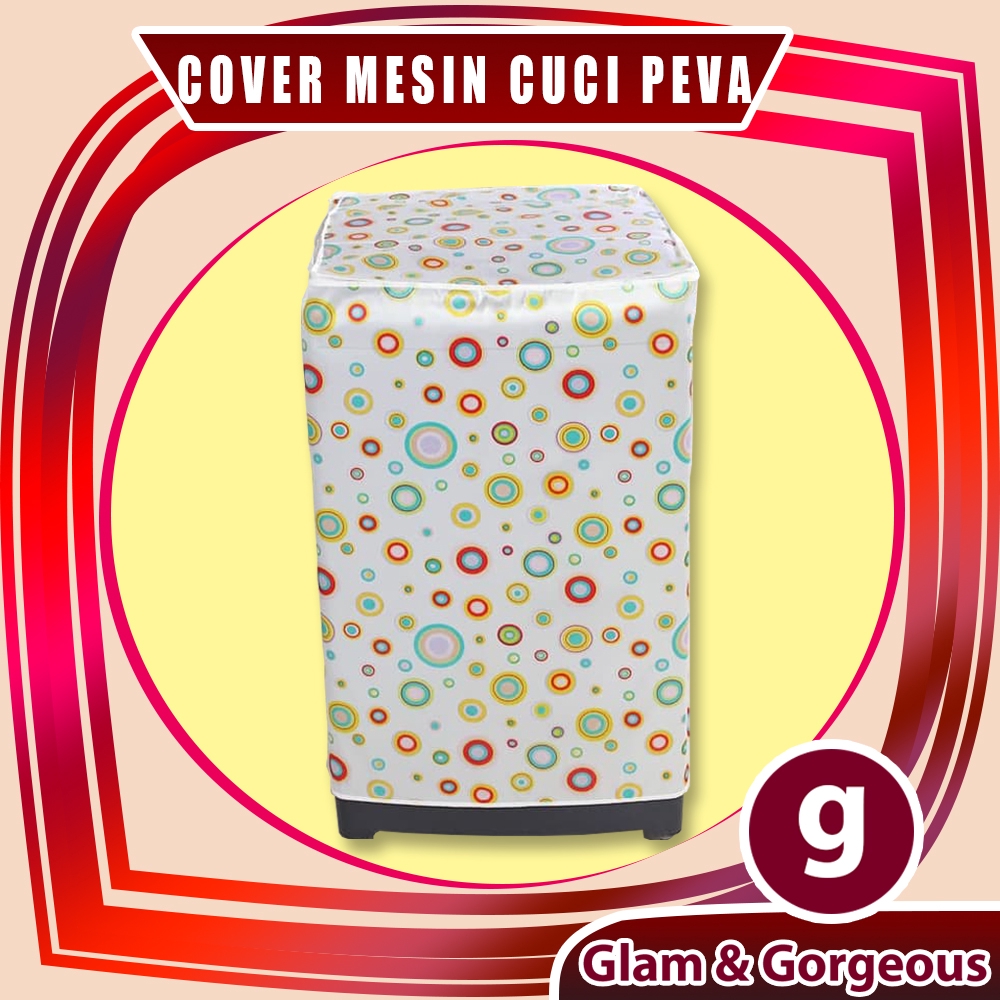 Cover Mesin Cuci Penutup Plastik Peva WMC001 Motif Bubbles