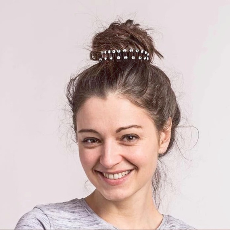 Bandana Rambut Wanita Bahan Plastik Desain Lingkaran Hias Berlian Imitasi Elastis Untuk Cuci Muka