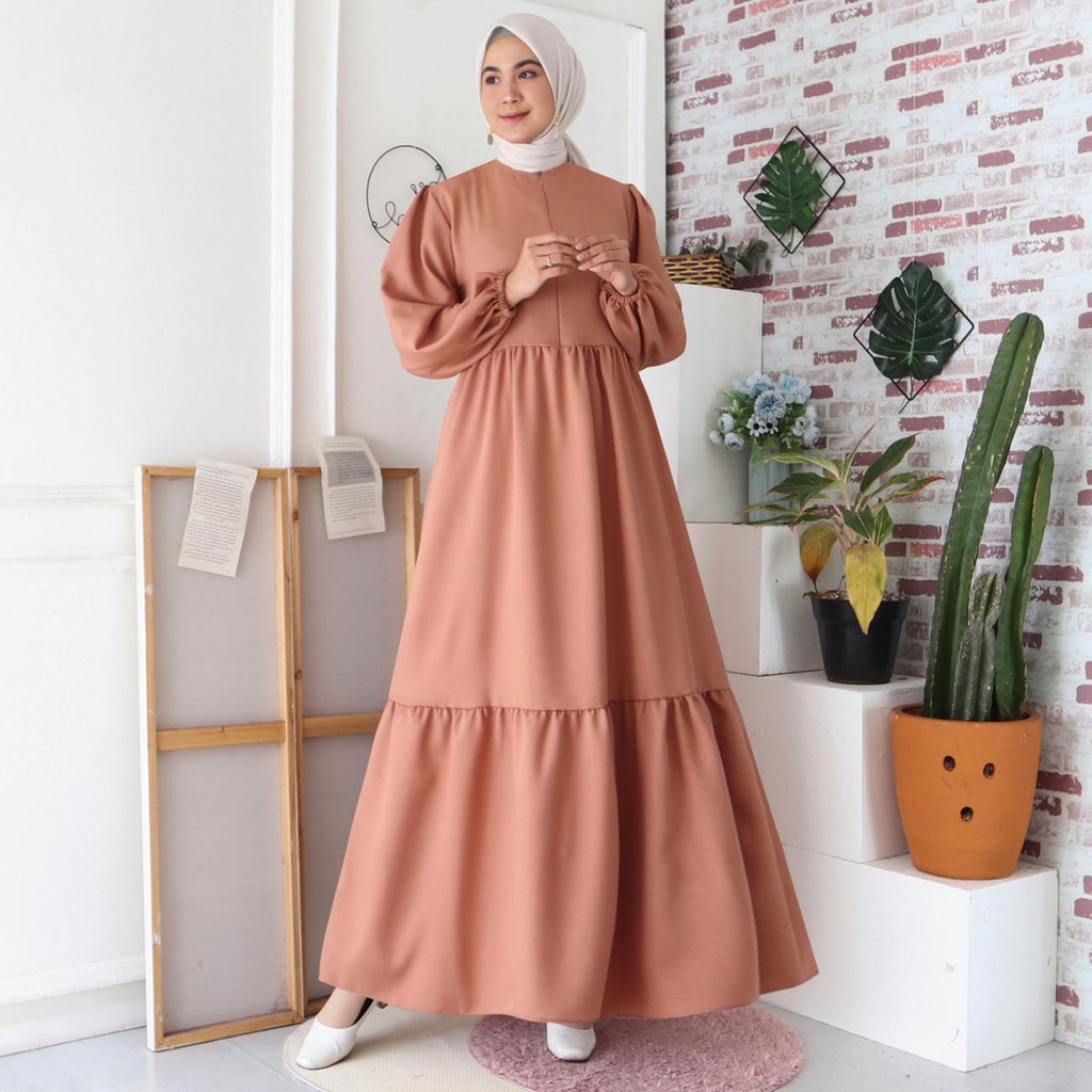 (Dijamin RealPict) Gamis Malika Busui Maxi Dress Lengan Balon Fashion Muslim