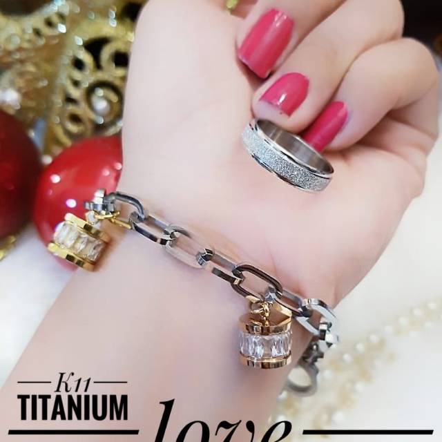 Titanium gelang dan cincin 2932k