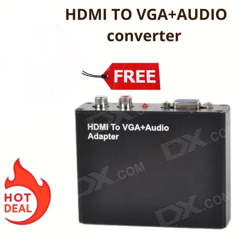 CONVERTER HDMI TO VGA PLUS AUDIO plus kabel power adaptor