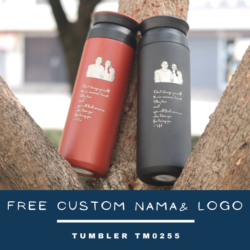 Botol minum stainless termos vacuum tumbler travel mug TM0255 Red Custom Tahan Panas dan dingin