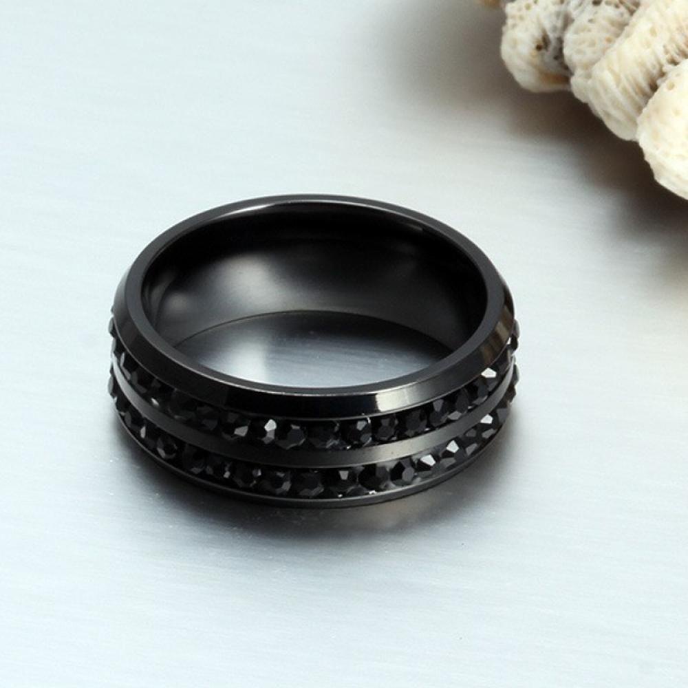 Top Band Ring Cincin Hot Nikah Titanium Pria Wanita Hitam Cz