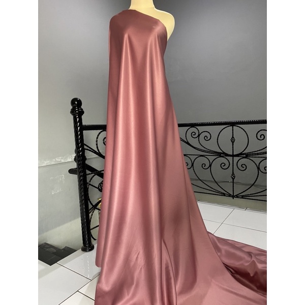 Kain Dasar Satin Saten Silk Velvet Premium Furing Bahan Kebaya Inner Kebaya Gamis Bisa Untuk Baground Foto Produk Warna Rose Bronze