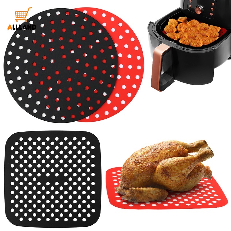 Pad Alas Kukusan Air Fryer Bentuk Bulat / Kotak Bahan Silikon Food Grade Anti Lengket Reusable