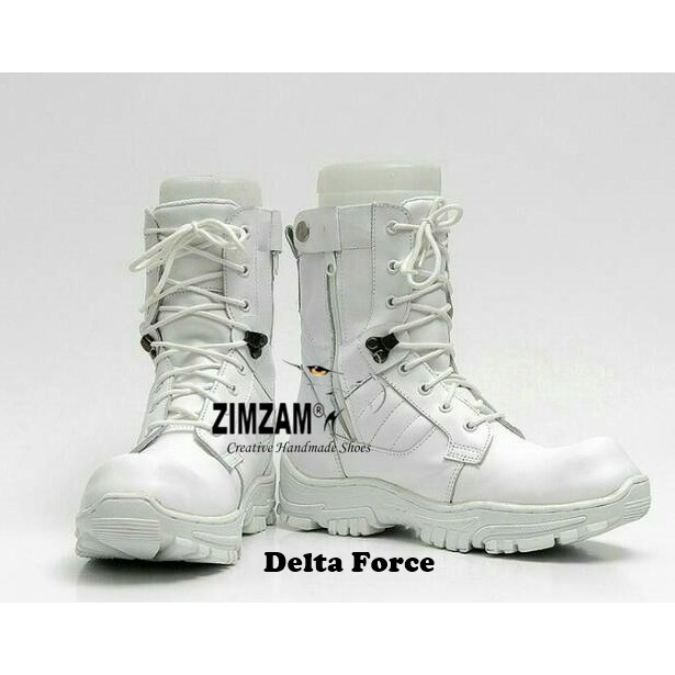 promo sepatu zimzam force full putih kulit asli safety boots