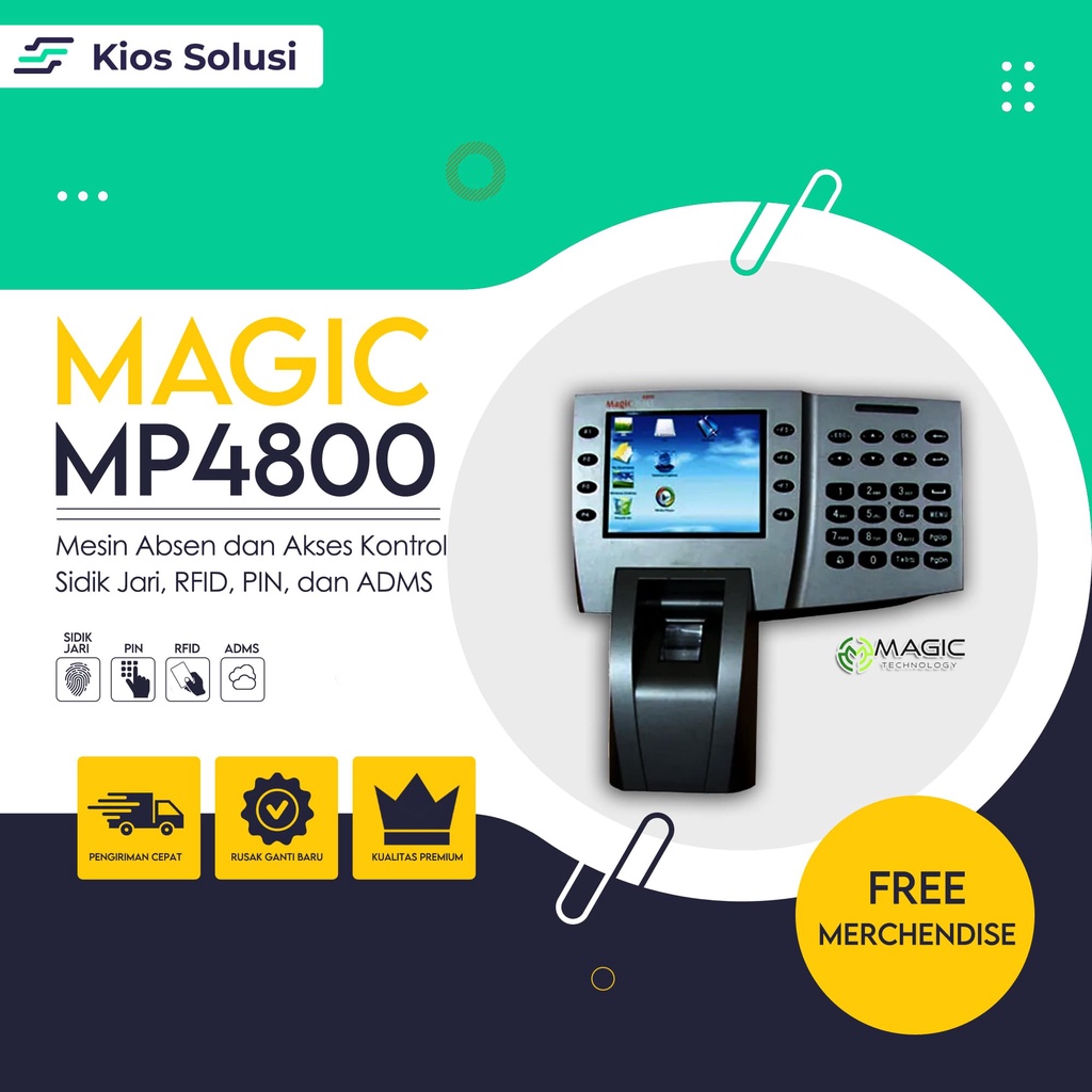 Mesin Absen dan Akses Kontrol Magic MP4800 | Absensi RFID | Fingerprint | Access Control | ADMS