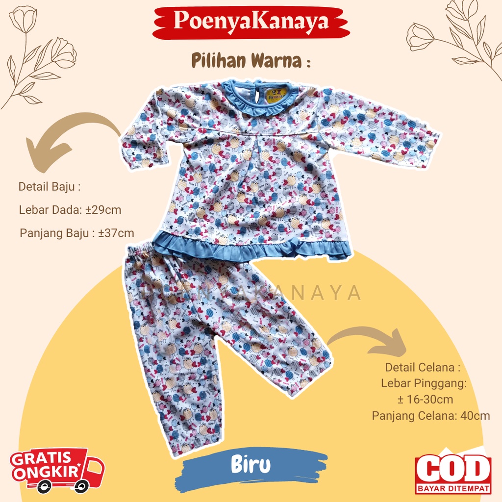 Setelan Baju Bayi Piyama Bayi Panjang Perempuan Cute Bird Fauzan 6-18 Bulan SPY97