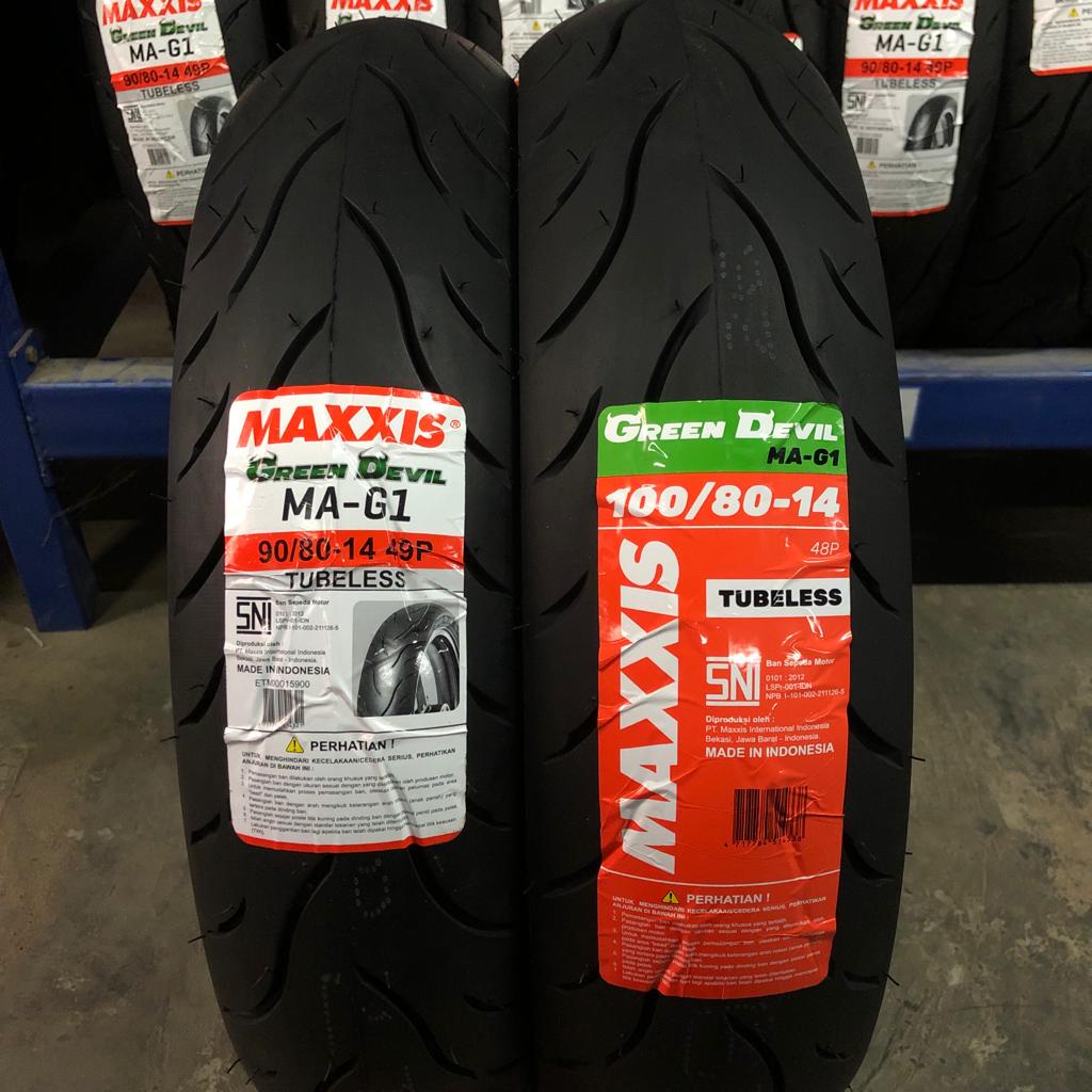 Paket Ban matic Maxxis Green Devil MA G1 90 80 &amp; 100 80 14