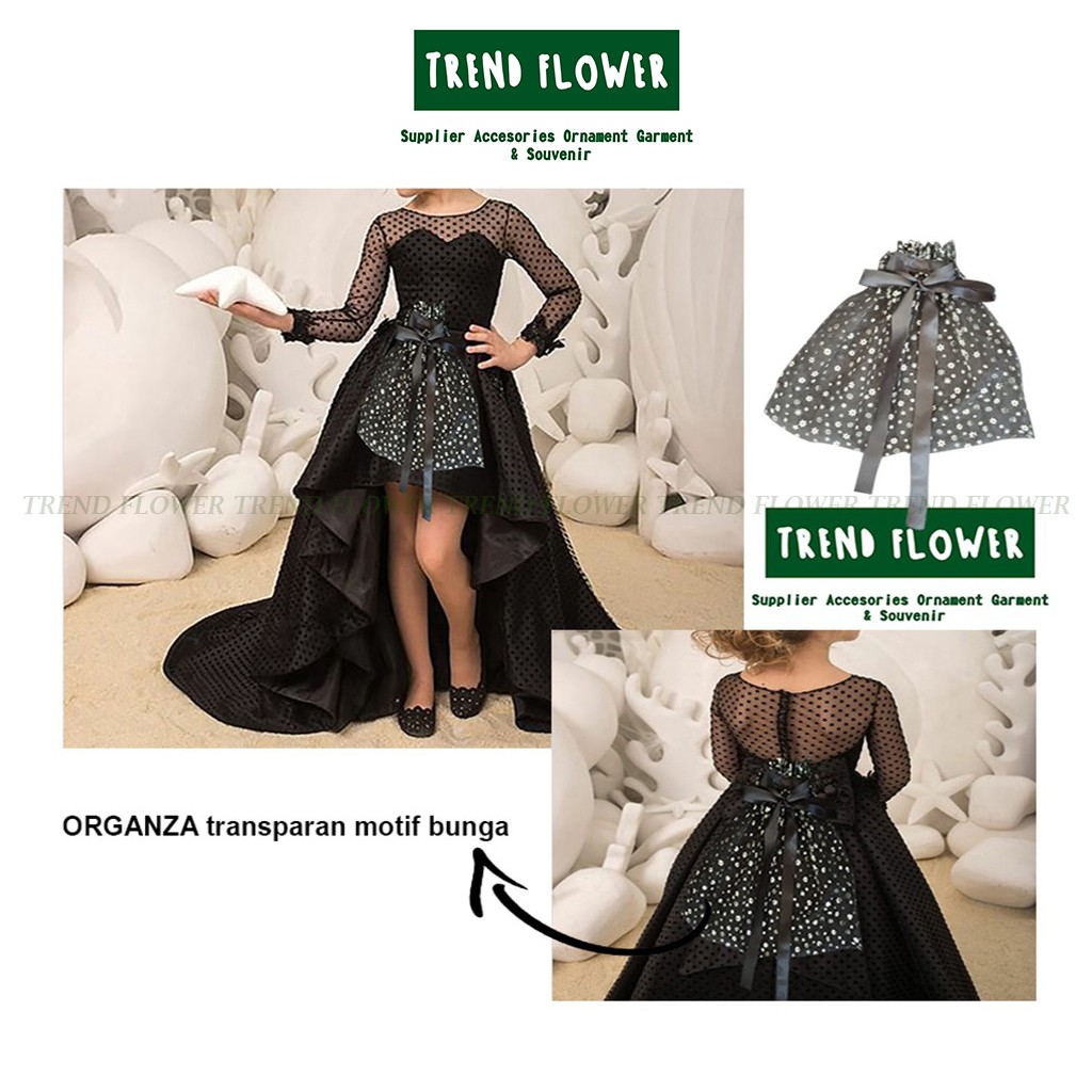 Kain ORGANZA organdi silk motif bunga  rok tutu fashion wanita