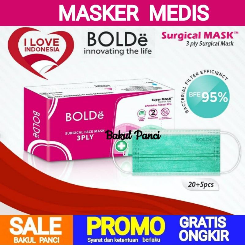 MASKER MEDIS - BOLDe SUPER MASK 3ply - DISPOSABLE MASK - SURGICAL MASKER 3ply