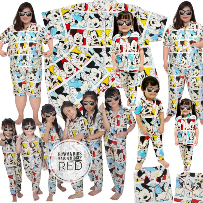 piama couple pasangan anak dan ibu setelan /  SET celana panjang / lengan pendek / piyama katun