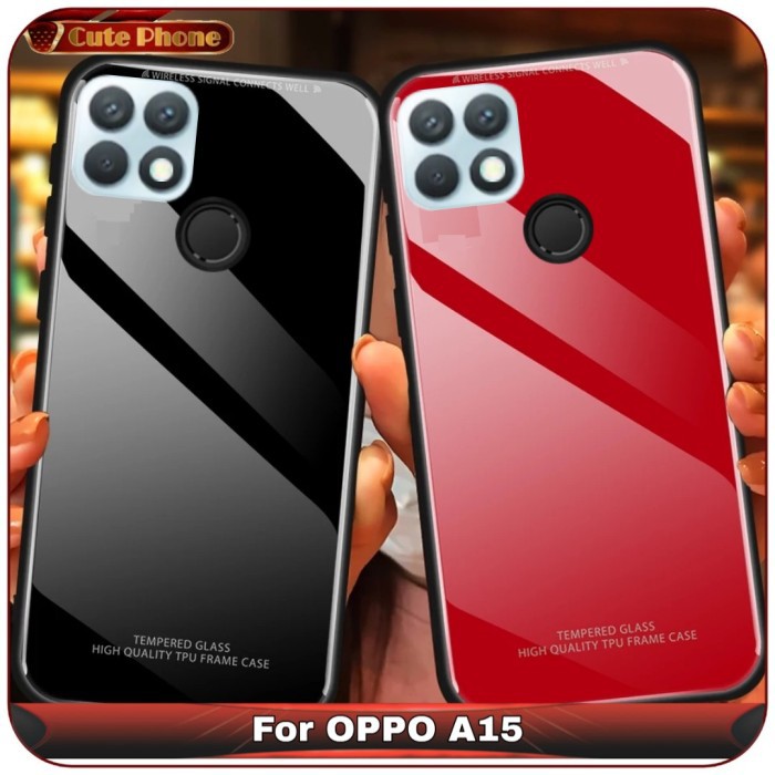 Casing Hard Soft Case For OPPO A15 A 15 Tempered Glass Case Softcase
