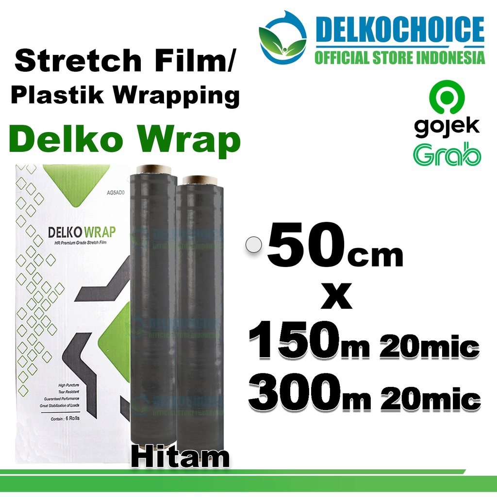 

Plastik Wraping Stretch Film BLACK 50cm HITAM WRAPPING Pembungkus DELKOWRAP GRAB GOJEK / DUS OJOL