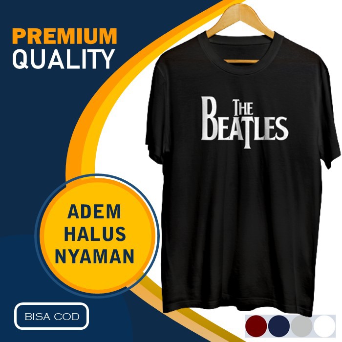 Kaos Pria Distro Polos Oblong Hitam Keren Murah Baju Pria Cowok The Beatles