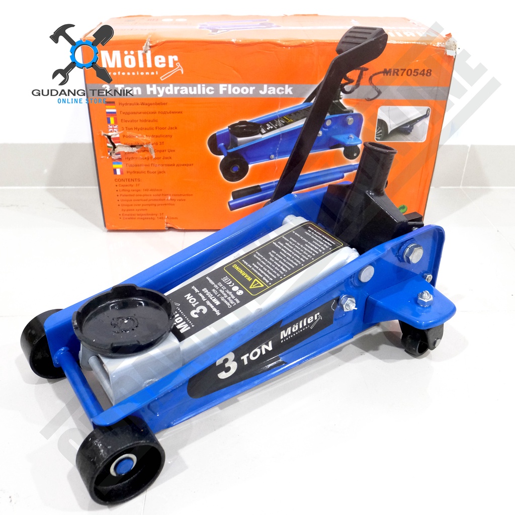 Dongkrak Buaya BIRU 3Ton MOLLAR DOZIRO MR70548 HJFL-3T / Dongkrak Mobil 3T Hydraulic Trolley Jack Mobil 3 Ton MOLLER