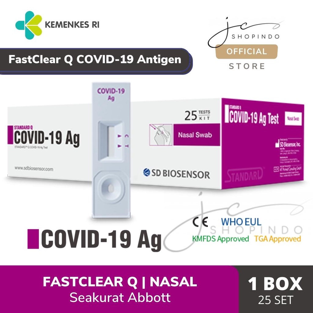 NEW Nasal FastClear Q - Antigen Swab Test Covid-19 / Omicron - Seakurat Abbott Panbio / Bioquick - 1