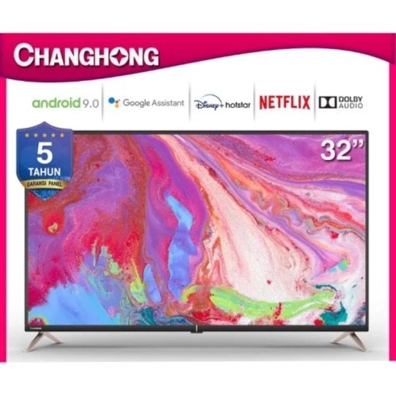 CHANGHONG LED TV 32 inch L32K2 Smart Android 9.0 HDR 10 - Garansi 5 Th