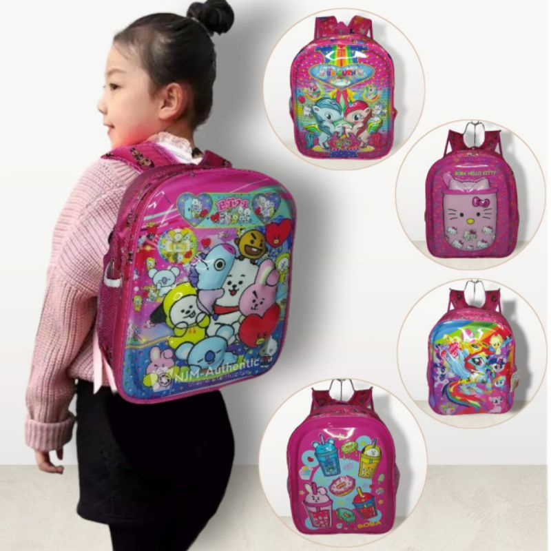 Tas Sekolah anak perempuan SD Karakter Boba Ransel Lampu nyala LED anak TK paud timbul 3D  Lol Pony  prozen