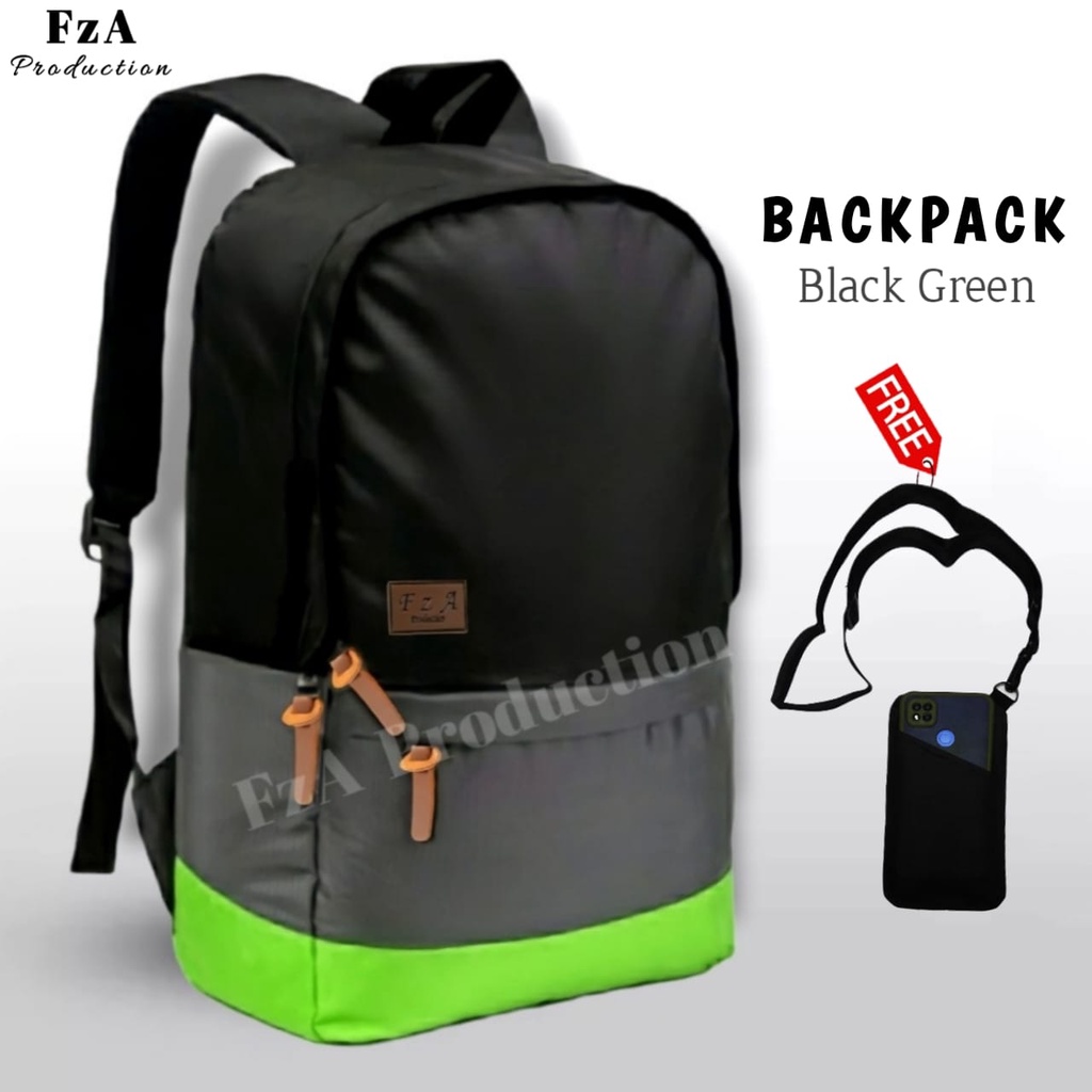 Tas Ransel Punggung Distro Casual Pria Wanita / Tas Ransel Laptop Original - FzA Gratis  Sako Wallet HP