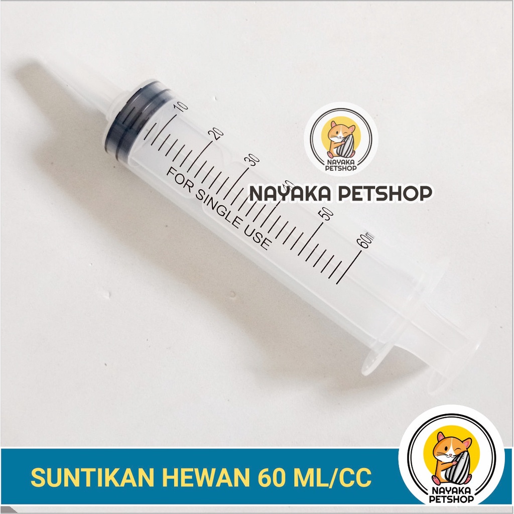 Alat Suntik Hewan 60 ML CC Obat Syringe Spuit Suntikan Vaksin Spet Injeksi Ternak Kucing Anjing Musang Kelinci