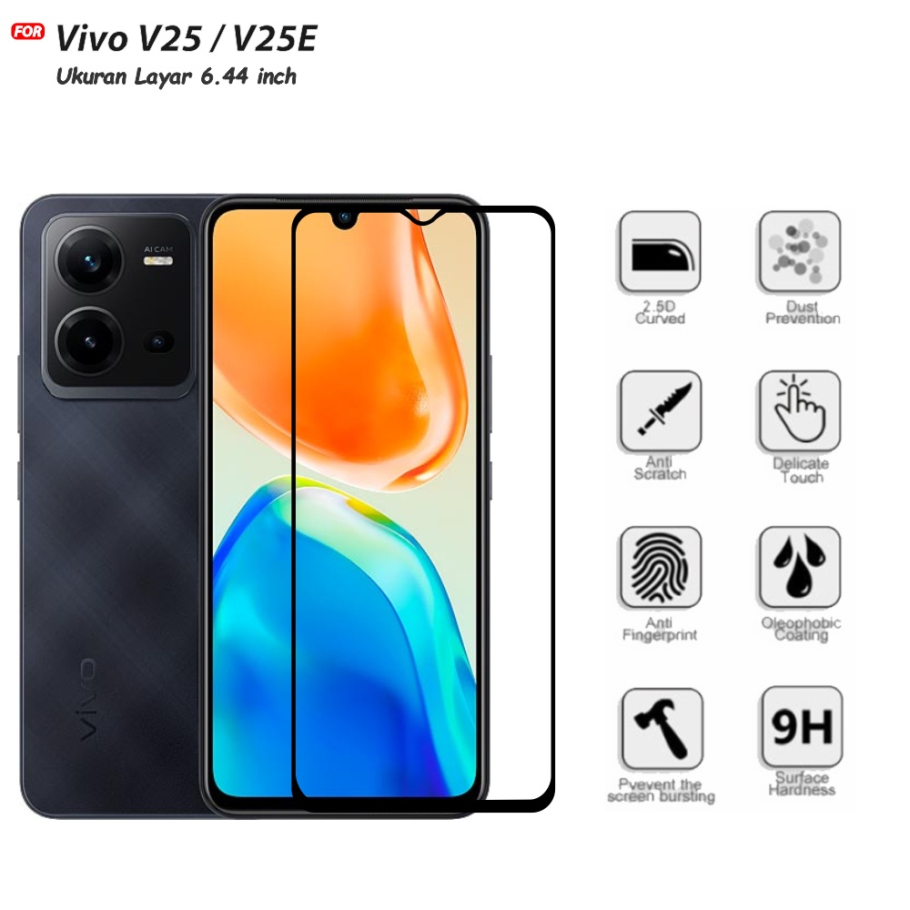 Tempered Glass Full Vivo V25 V25E Anti Gores Kaca Full Layar