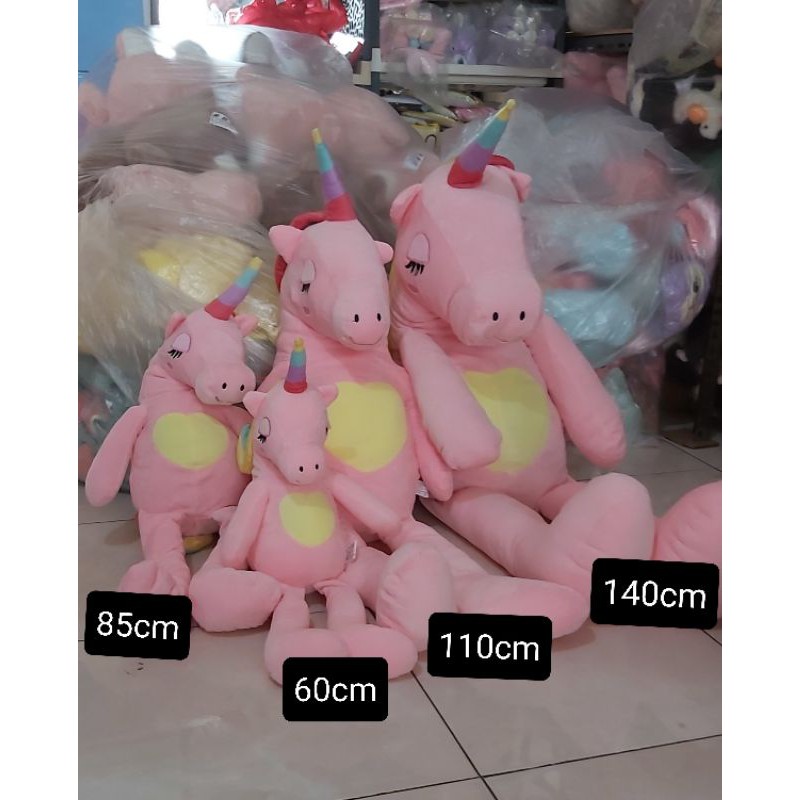 Boneka Unicorn Jumbo Tanduk Pelangi Bahan Plush