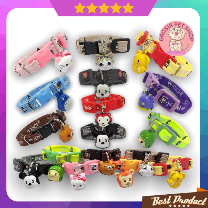 Kalung Kucing kelinci lucu lonceng liontin karakter murah motif warna bisa untuk Kitten dan adult all size