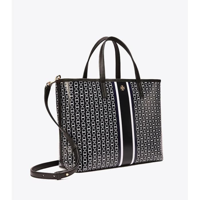 Tas Tory Burch Gemini Link Small Tote - Black Gemini Link Stripe
