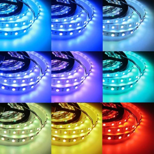 HANYA Lampu LED Strip RGB SMD 5050 Fleksibel 5M DC 12V IP33 IP44 WATERPROOF NONWATERPROO WARNA WARNI 4 PIN