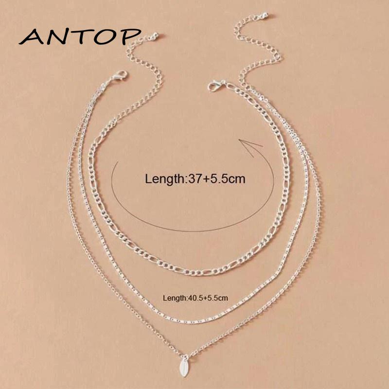 2 Pcs Kalung Wanita Korea Choker Kalung Multilayer Emas Daun Gaya Vintage Untuk Aksesoris Fashion Wanita Necklace ANTOP