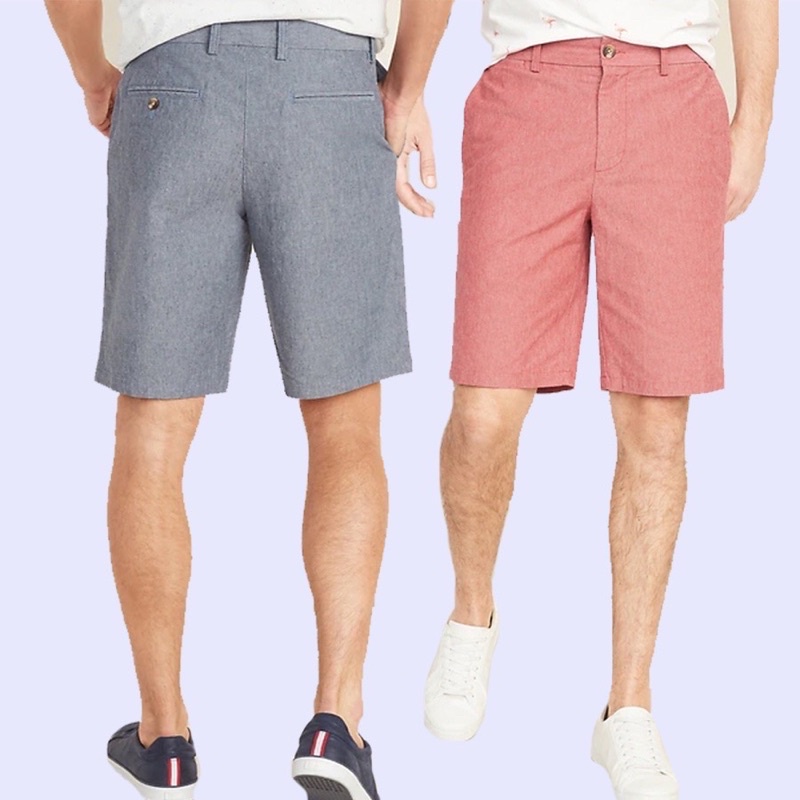 [2warna] OLD NAVY 149 Ultimate Slim Shorts - Chambray / Chambray Red - Celana Pendek Pria Branded Or