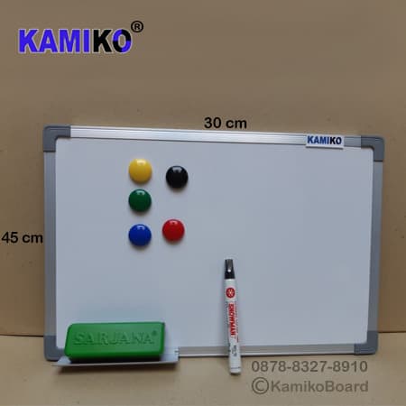 

Whiteboard Kamiko 30 x 45 cm Gantung - Spidol Hitam - Magnet - Hapusan promo