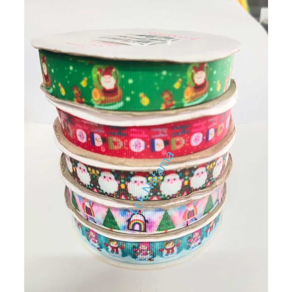 

1of 2 Pita Natal Roll pita motif natal uk.1,6mm x 25m jual per rol Christmas Santa Snowman Souvenir
