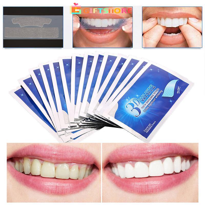✨1 Pasang 2 Buah Stiker Pemutih Gigi 3d Putih Yang Mempesona Dental Floss Benang Busur Tusuk Gigi Ma