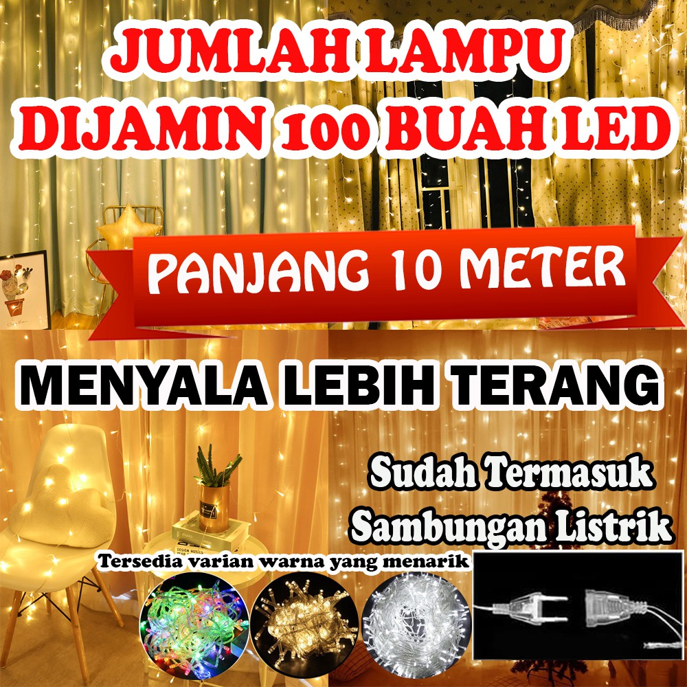 BERGARANSI 10 METER LAMPU TUMBLR 100 LED Lampu Hias Lampu Tidur Lampu Natal Dekorasi Ruangan Tumbler