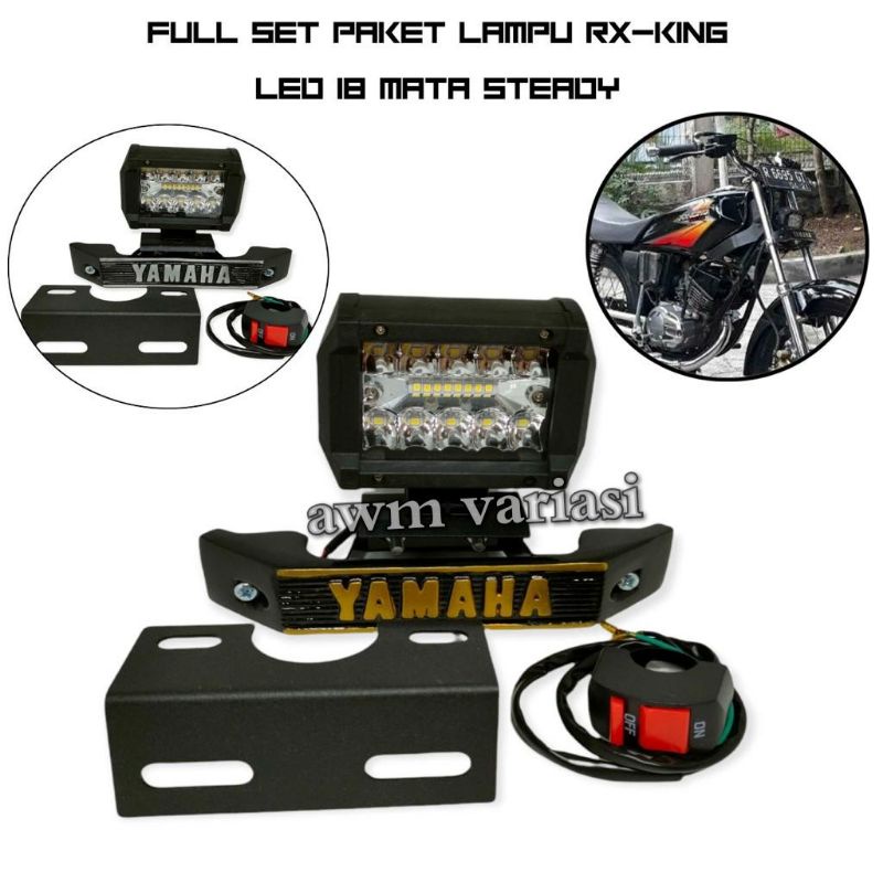 Paket Super Ganteng Lampu Tembak Set Kumis RX king Plat Nomor Plus Behel Plus Lampu Stop Mini Bonus Saklar on/of