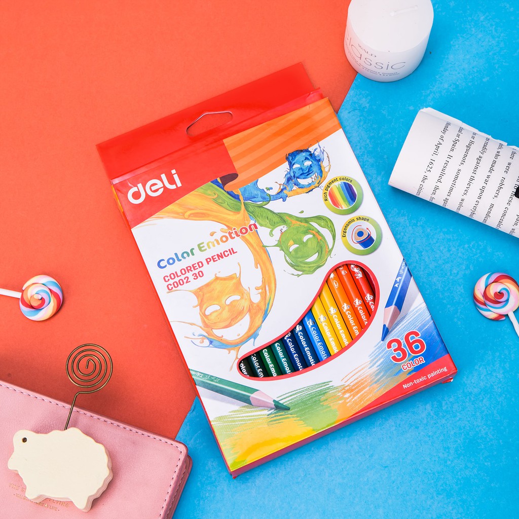 Deli Pensil Warna Kayu 12/18/24/36 Warna leads berkualitas tinggi pewarnaan extra halus EC00230-7