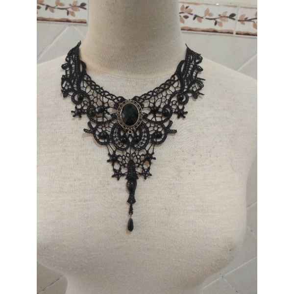 kalung renda gothic Halloween pendant necklace