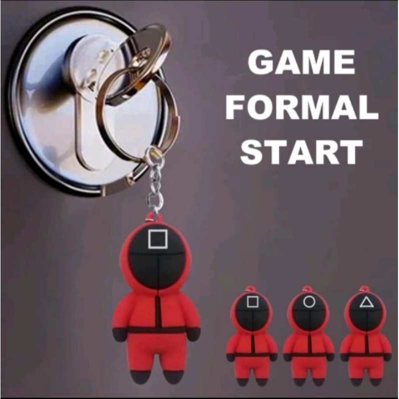 key chain gantungan kunci suit hompimpa &amp; squid game