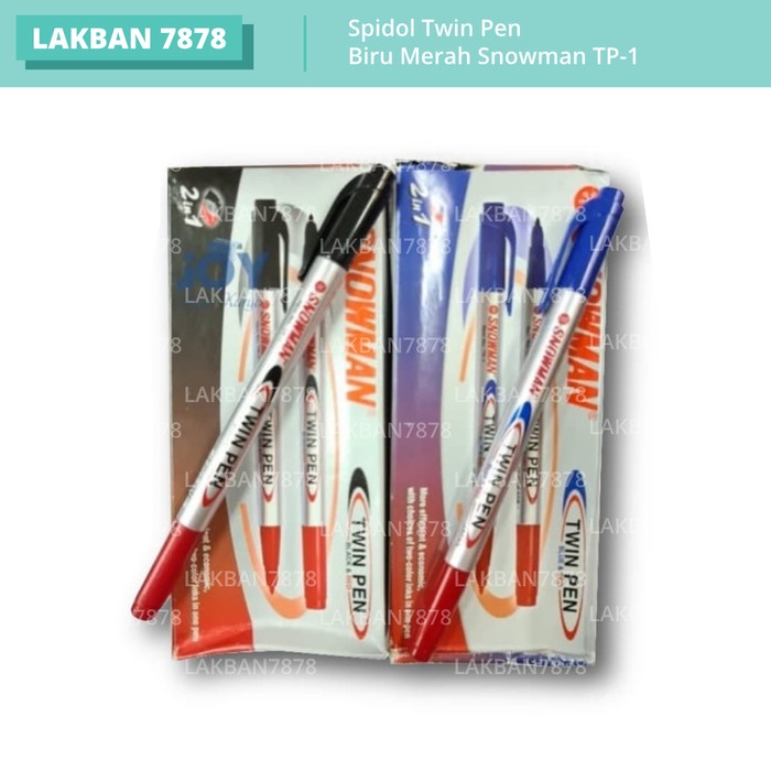 

Spidol Twin Pen Biru Merah Snowman TP-1 / Twinpen 2 Warna Double