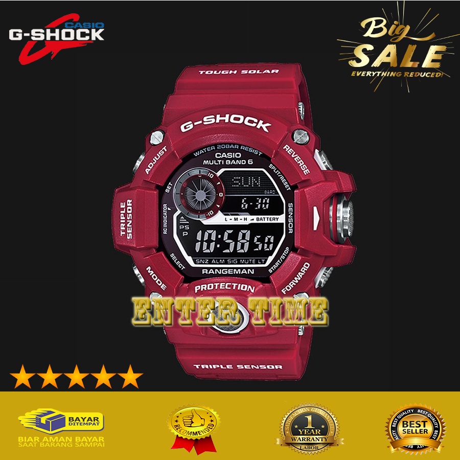 HOT PROMO  JAM TANGAN PRIA KEREN CASIO G SHOCKK TYPE GW 9400RD 4DR RED RUBBER STRAP JAM TANGAN IMPOR
