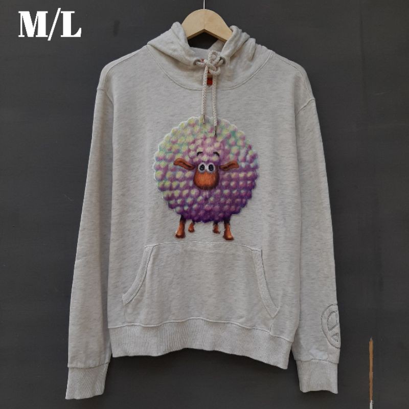 Hoodie 3QR big Logo Grey Misty Sweater Bekas Original Second Branded Medan