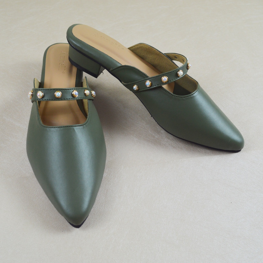 AURELL - Aileen Mules Wanita Hak 3cm Bigsize 41-46 Garansi 60 Hari
