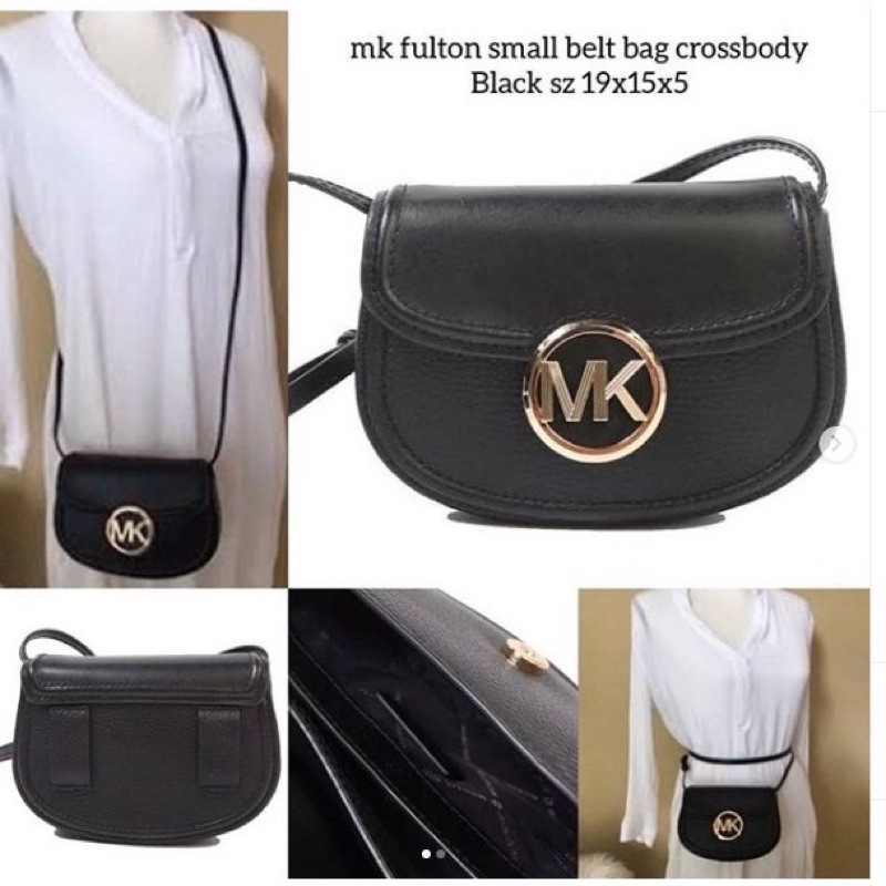 Preloved MK Fulton small bag crossbody leather black size 19x15x5cm