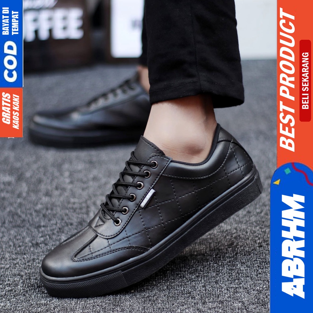 ABRHM X PEDRO Sepatu Casual Formal Sneakers Pria Kasual Formal Kerja Kantor Black Brown Pantofel Kulit Pu