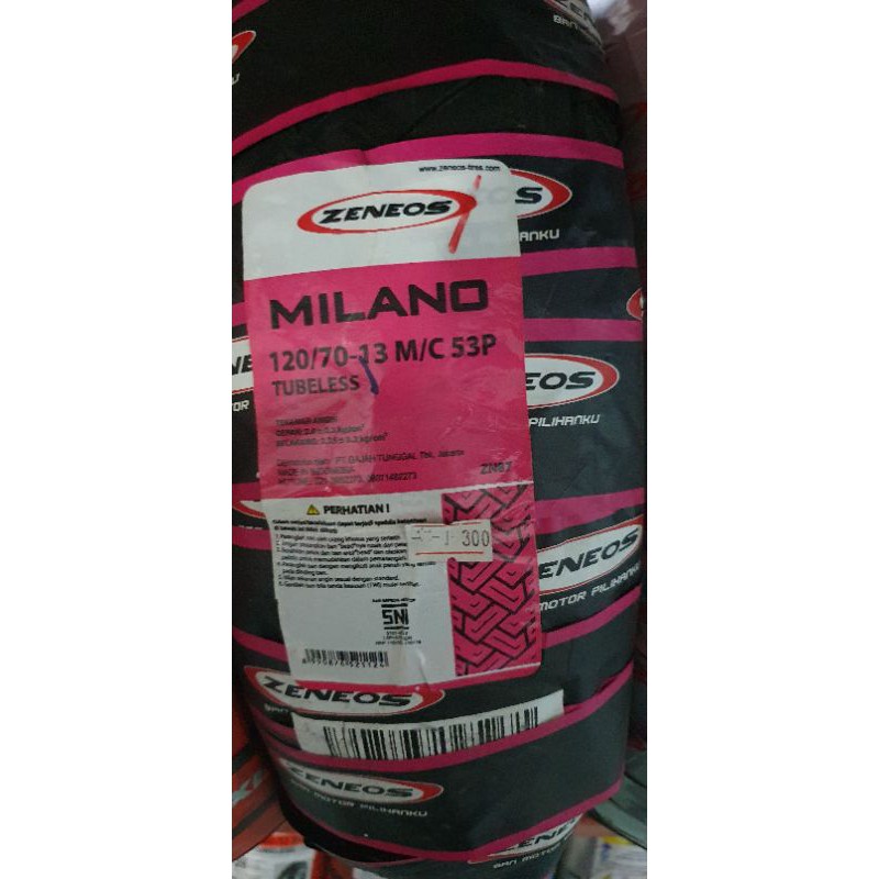 Ban ZENEOS 120 70 - 13 Ban depan NMAX Ring 13 Tubeless Zeneos 13 milano